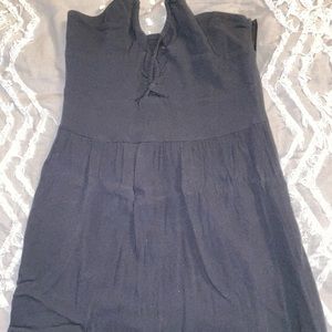 Black halter tie at neck